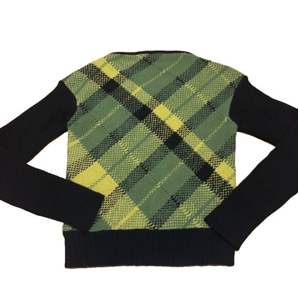 Max Mara WEEKEND Green Black Women's S V-Neck Sweater Wool/Cashmere/Nylon/Rabbit - Picture 5 of 5